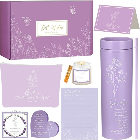 Purple Christian Gift Basket Set Women Faith Inspirational Religious Gifts - Picture 7 of 7